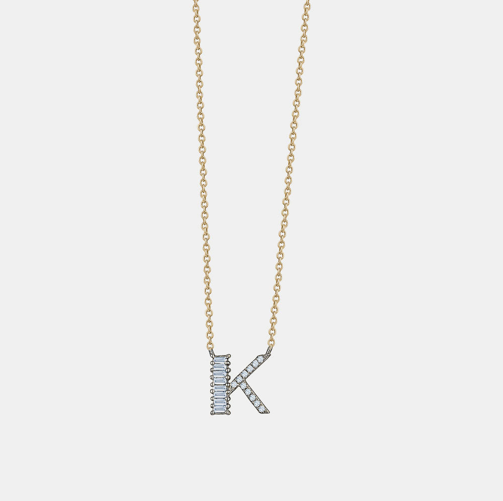 Pave diamond sale initial necklace