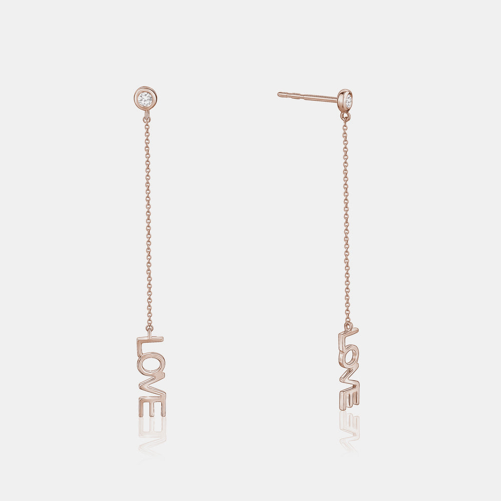 Diamond Love Chain Earrings