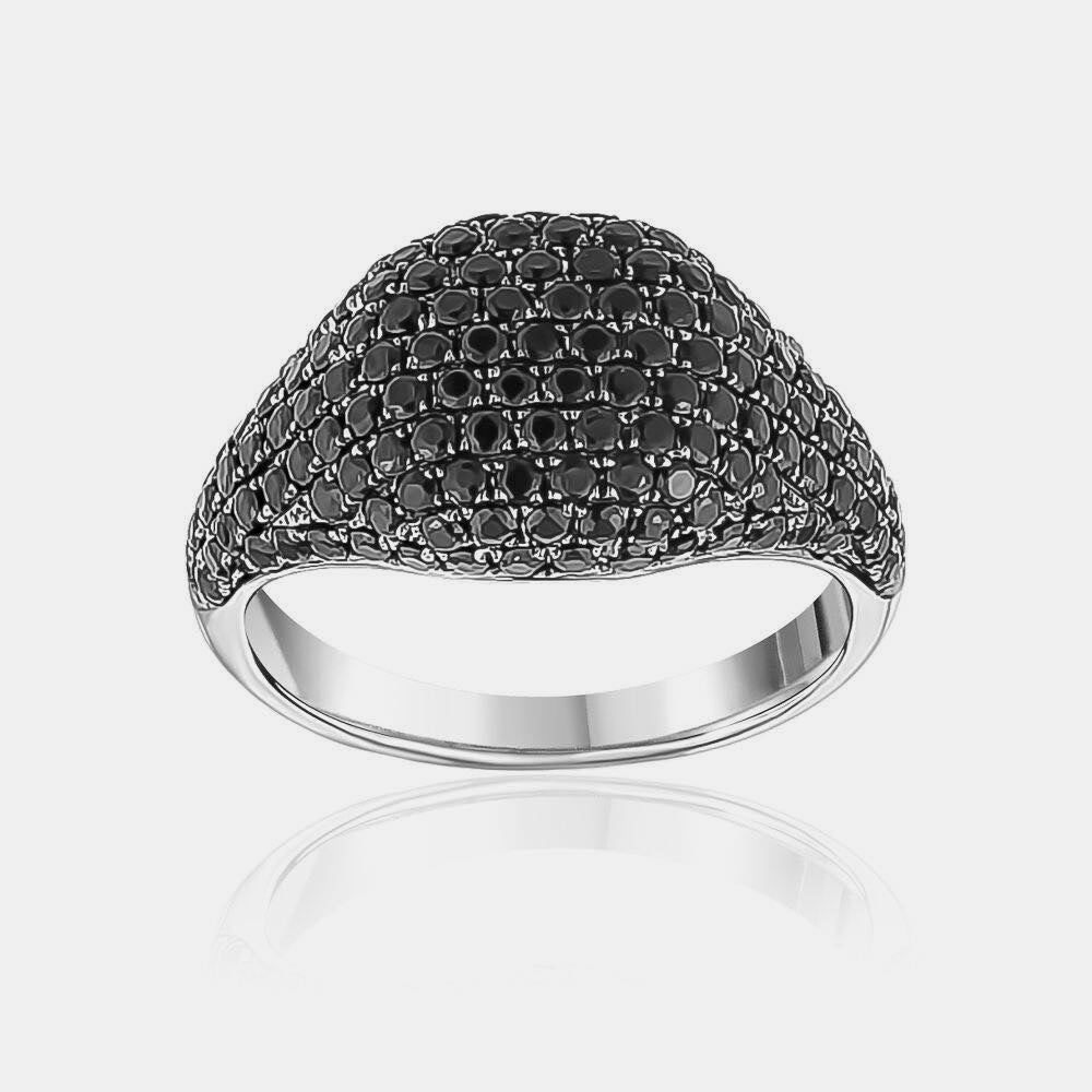 Bague Pavée de Pierres Précieuses Spinelle Noire 