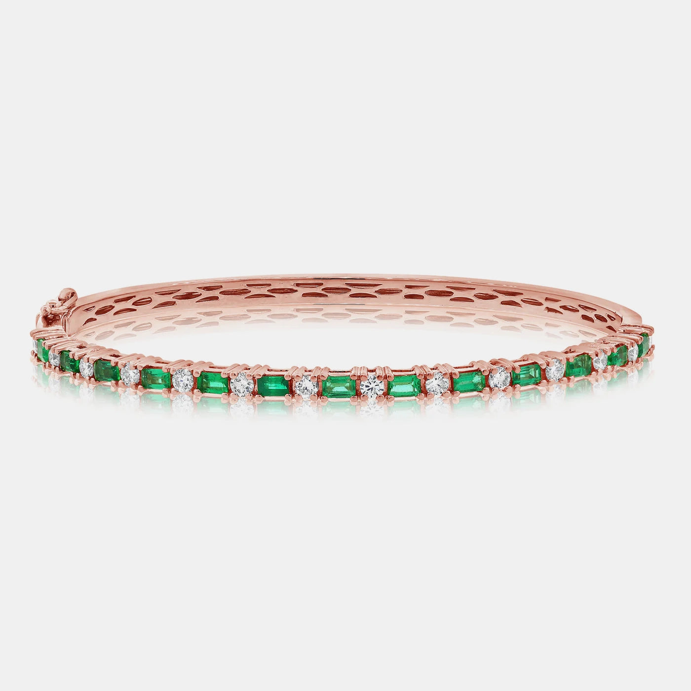 Half Diamond Half Green Emerald Bangle