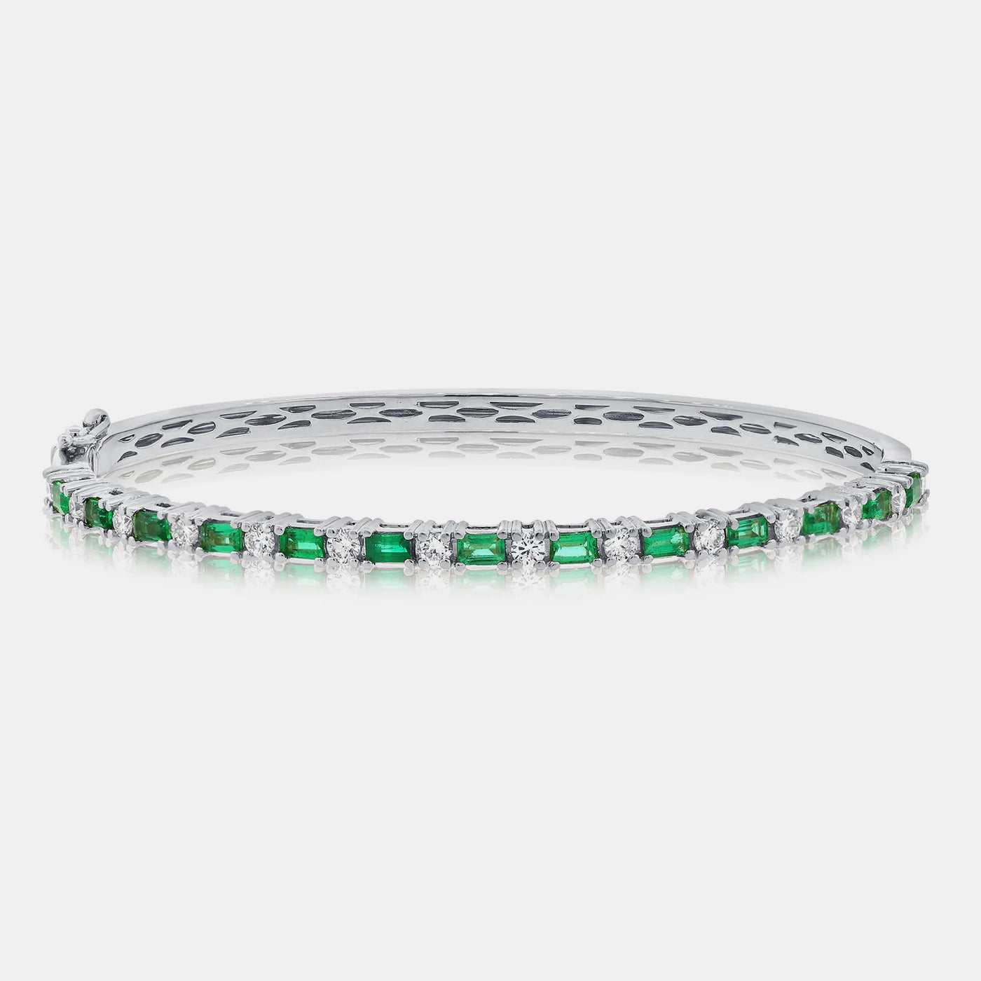 Half Diamond Half Green Emerald Bangle