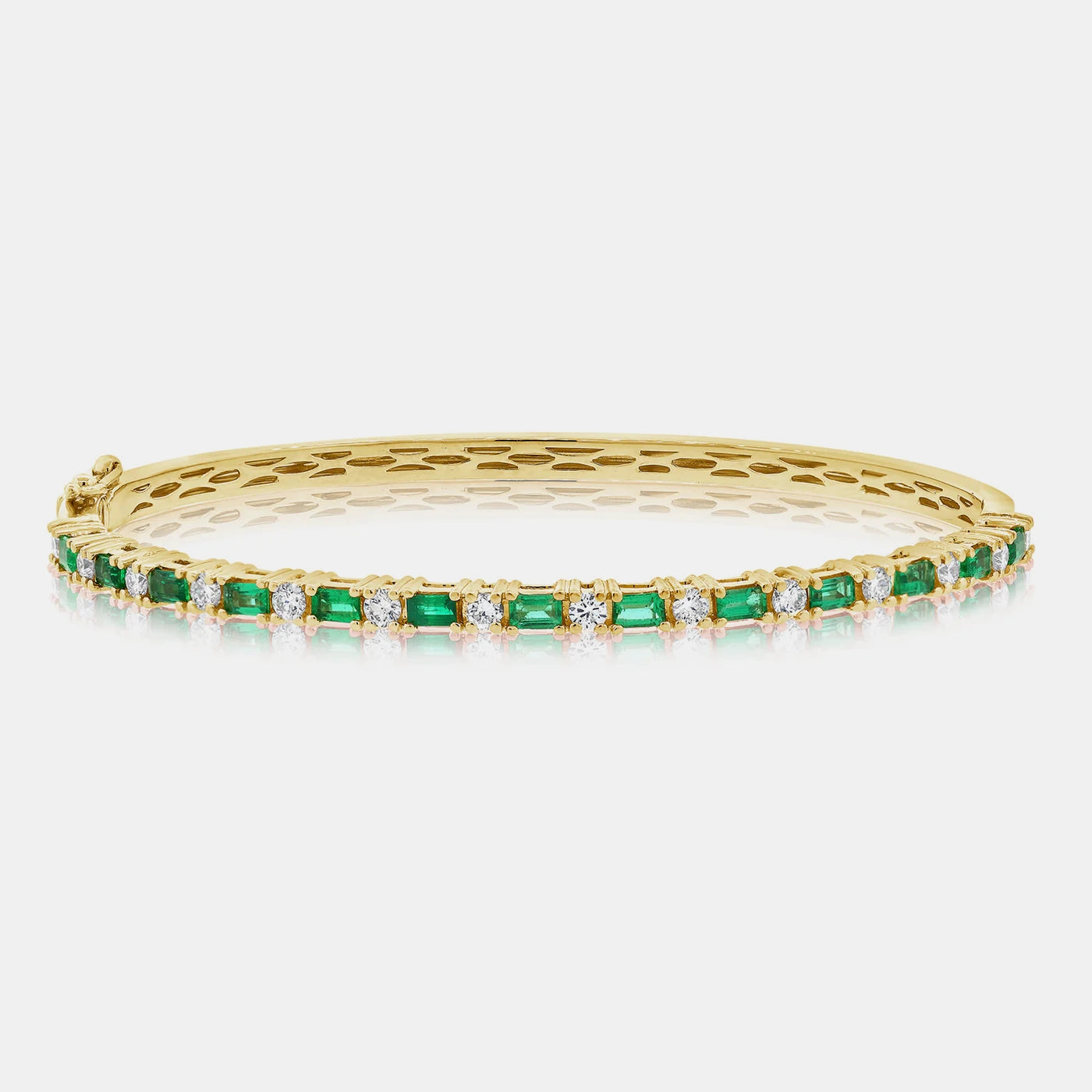 Half Diamond Half Green Emerald Bangle