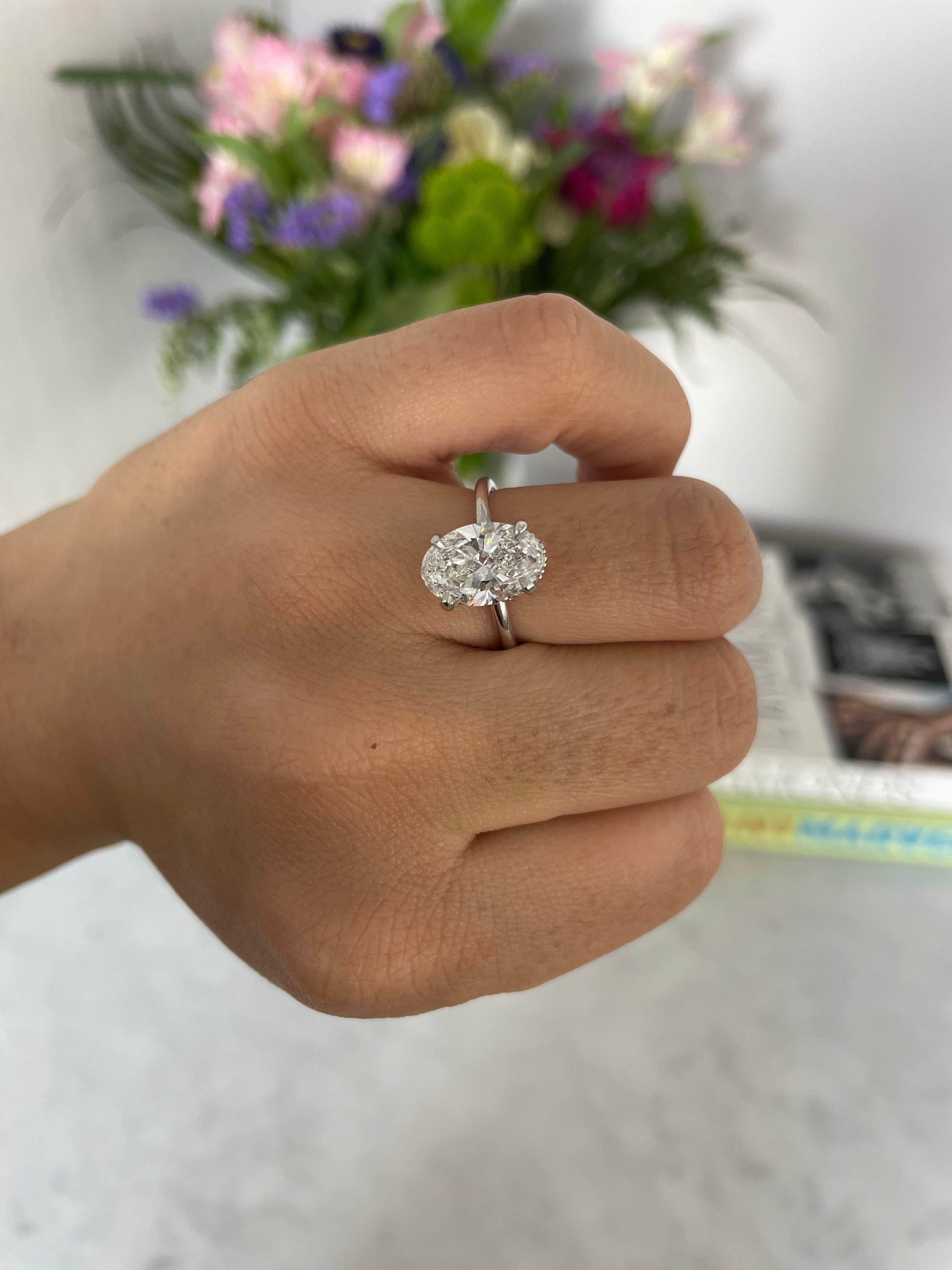 LAB GROWN OVAL ENGAGEMENT RING WITH HIDDEN HALO