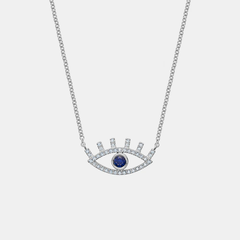 Diamond Blinking Lashes Evil Eye Necklace