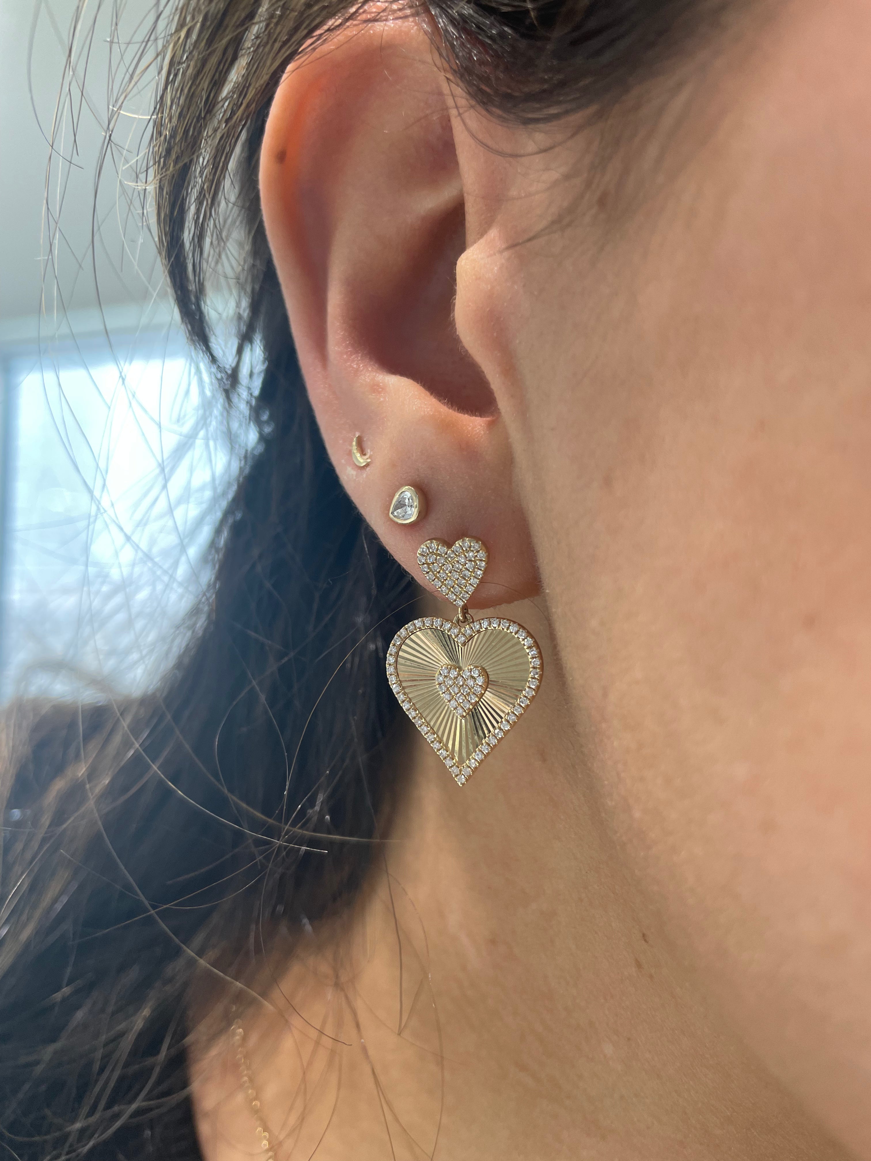 Fluted Dangling Heart Earrings