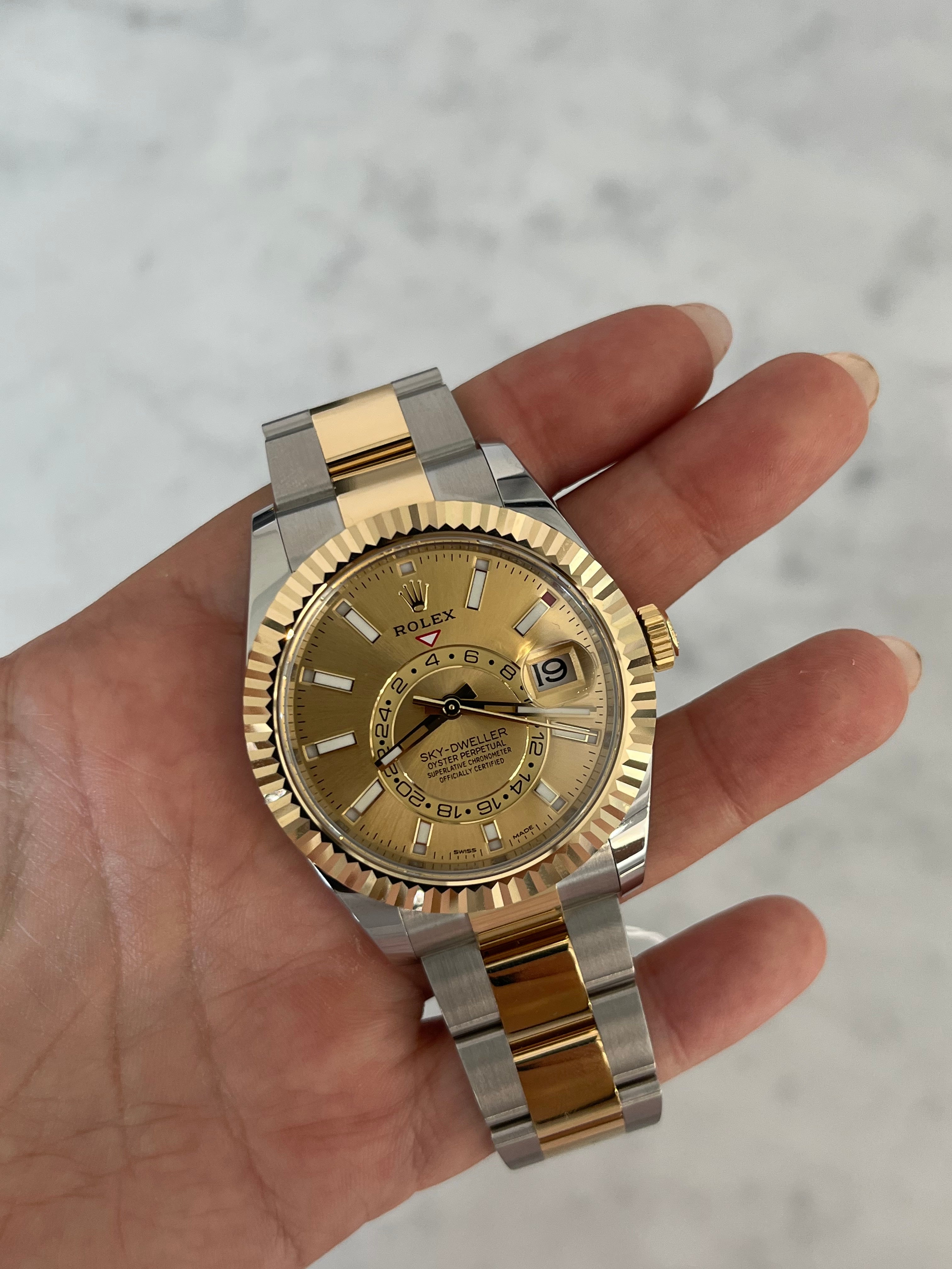 Rolex sky dweller 2 tone hot sale