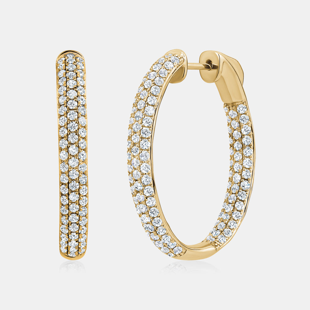 Triple Row Micro Pave Hoop Earrings