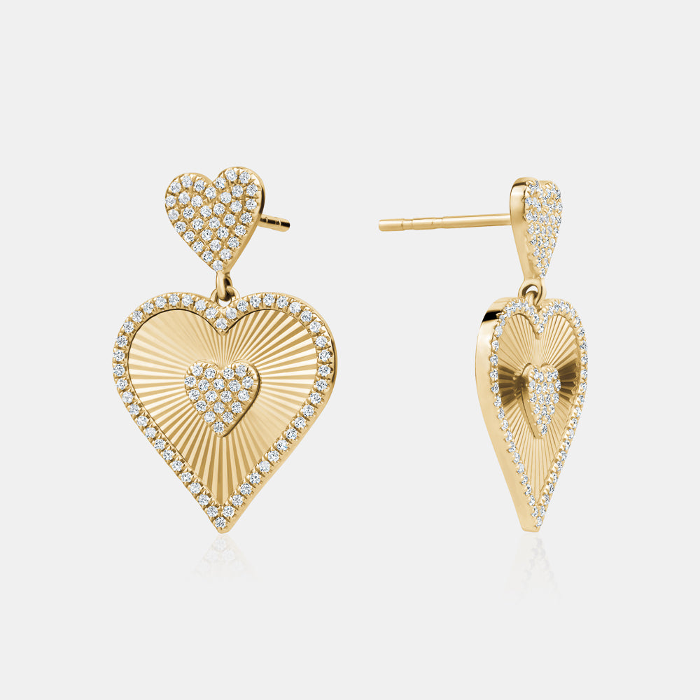 Fluted Dangling Heart Earrings