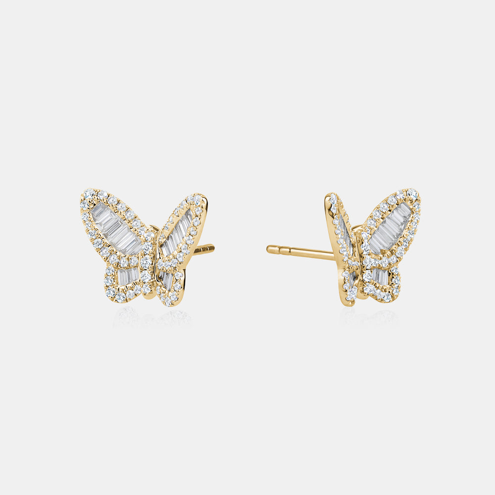 Diamond Baguette Butterfly Earrings