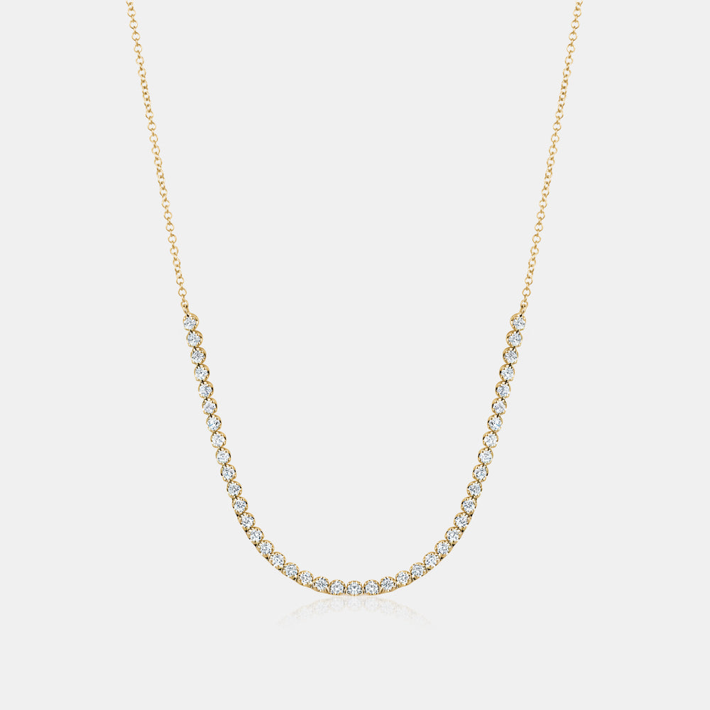 Crown Prong Diamond Tennis Chain Necklace