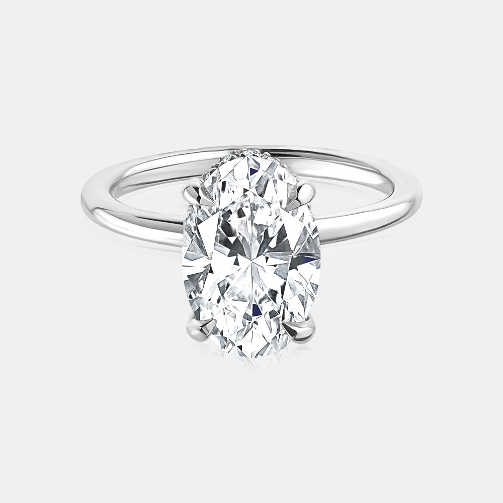 LAB GROWN OVAL ENGAGEMENT RING WITH HIDDEN HALO