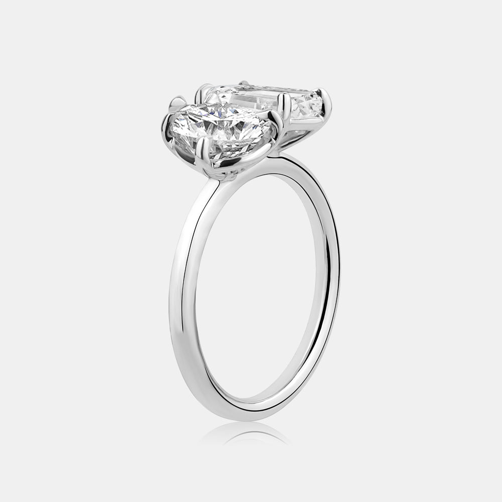 LAB GROWN PEAR & EMERALD CUT TOI ET MOI ENGAGEMENT RING