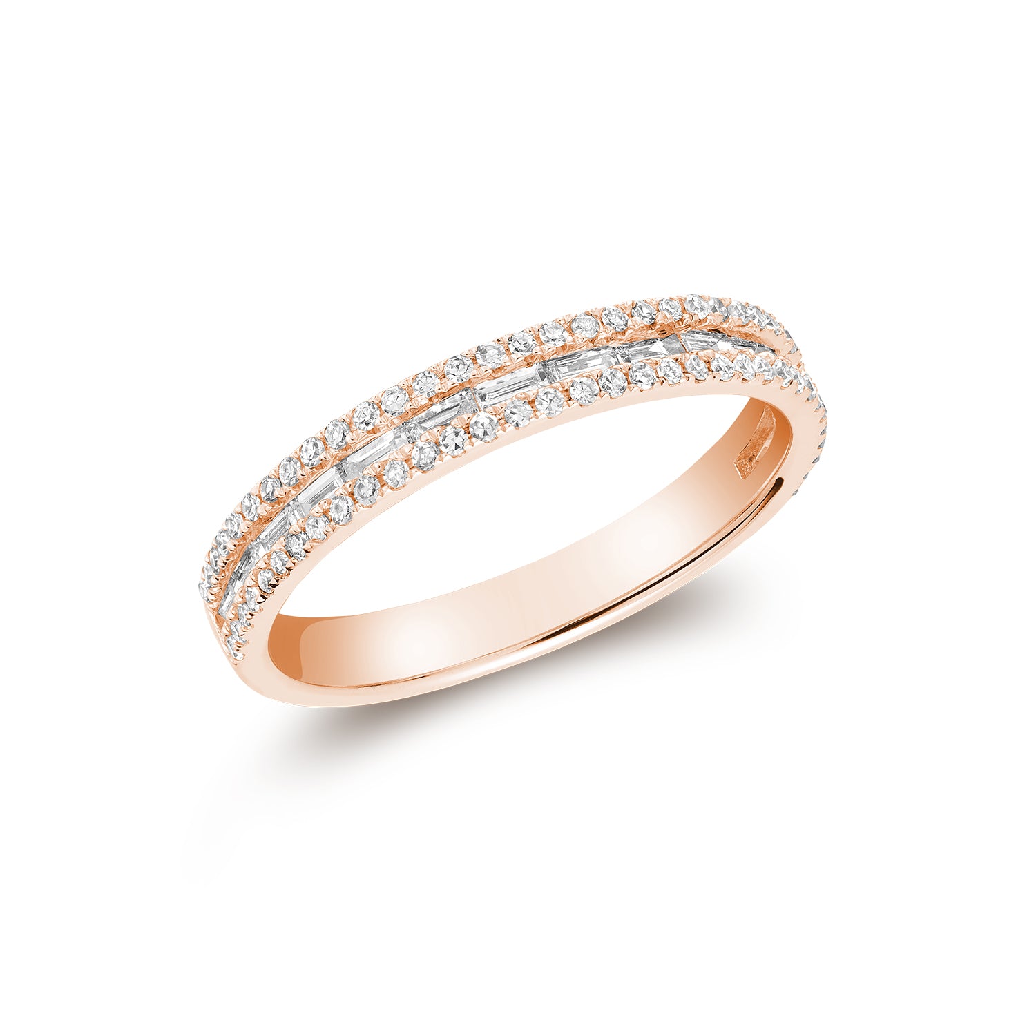 Pave baguette diamond on sale ring